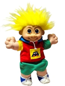 Russ Berrie Trolls Kidz Buster Boy 12" Soft Body Doll Yellow Hair Vintage 1980s - Picture 1 of 5
