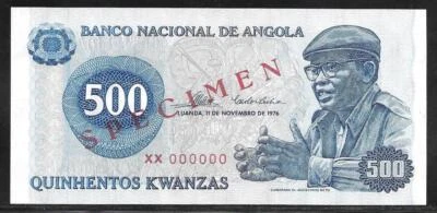 ANGOLA 500 KWANZAS 1976 SPECIMEN PICK 112 UNC - Image 1 of 2
