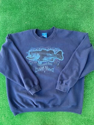 Puritan Navy Blue Largemouth Bass Crewneck Size XL - Imagem 1 de 4