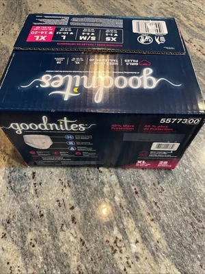 Goodnites XL ночное недержание мочи нижнее белье 95-140 + фунтов - 28 штук - новый запечатанный коробка - Изображение 1 из 4