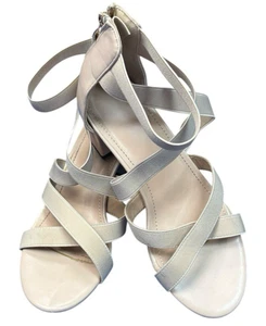 Women’s Size 9 Beige Strappy Sandals 3” Block Heel – Modern Chic Design - EUC - Picture 1 of 9
