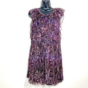 IRO Glorie Minikleid 36 Small rosa schwarz Crinkle Rüschen kurz Schlüsselloch Viskose - Bild 1 von 10