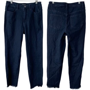 Jeans ragazza Susan Graver nuovo senza etichette orlo grezzo blu scuro lavaggio taglia 8 elasticizzato - Foto 1 di 5