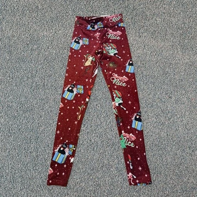 New No Boundaries Christmas Cats Print High-Waist Velour Leggings Size S /M NWT  - Image 1 of 4