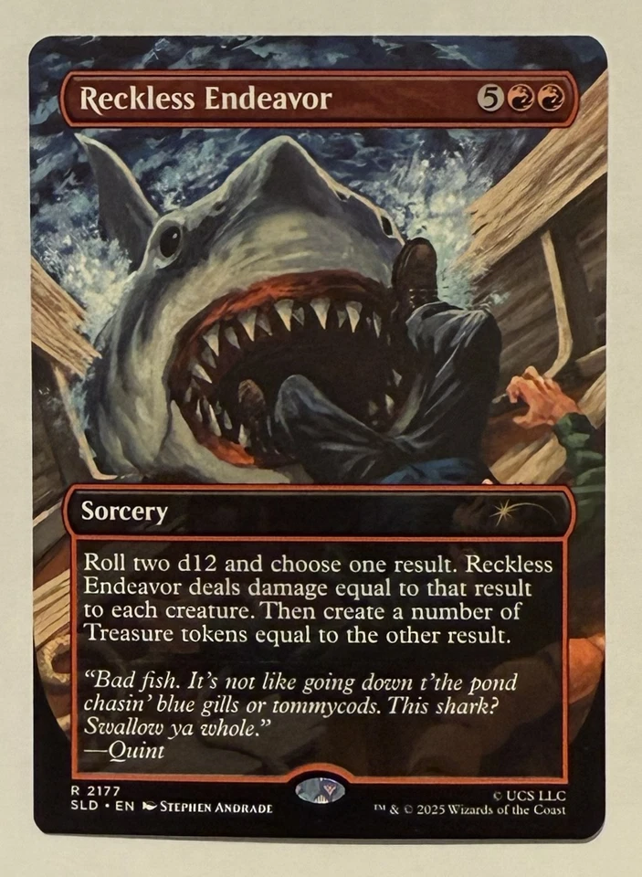 Reckless Endeavor #2177 Borderless - JAWS Secret Lair MTG - Image 1 of 2