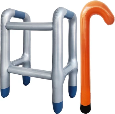 2 PIEZAS Andador Inflable y Bastón, Divertidos Accesorios para Disfraz de Vejez, Pa de Retiro Foto 1 de 4