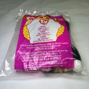 TY Beanie Babies Chip The Cat SELLADO FELIZ COMIDA JUGUETE McDonalds COLECCIONABLE - Imagen 1 de 3