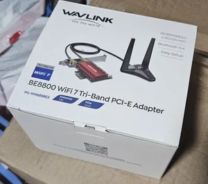 WAVLINK BE8800 WiFi 7 PCIe Karte Tri-Band Bluetooth 5.4 MU-MIMO Kühlkörper Kühlung - Bild 1 von 3