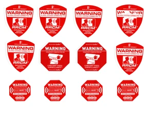 6 RRCM Alarm 2 CCTV Camera 4 Auto Decals See Store Security Signs & Decals CCTV - Picture 1 of 6