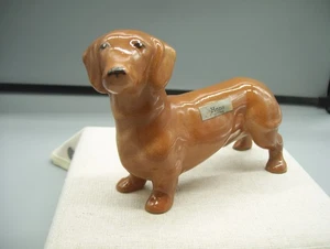 Estatuilla de perro Dachshund de cerámica marrón vintage Robert Simmons "Hans" 20196 rara - Imagen 1 de 8