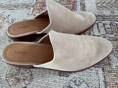 SOLUDOS 威尼斯穆勒鞋麂皮绒皮革鞋面棕褐色 8 码 Slide On — 第 1/4 张图片