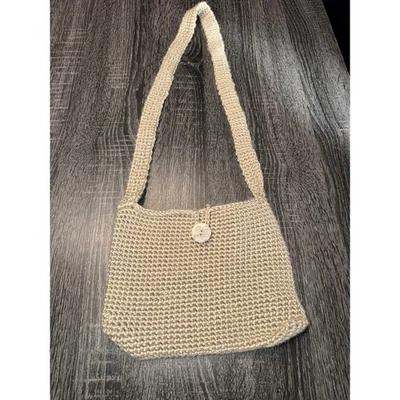 Bolso de Hombro Hecho a Mano Crochet Beige Tostado Cierre de Botones Boho Pequeño Monedero Foto 1 de 4
