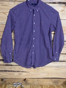 Ralph Lauren Slim Fit Button Down Hemd XL rot blau kariert langarm Baumwolle - Bild 1 von 15