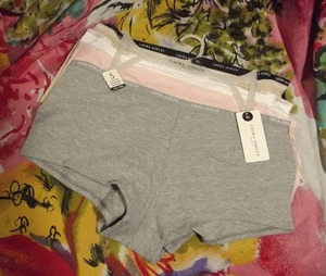 5 NEW LAURA ASHLEY LS2186 5PKF SIGNATURE WAISTBANDS COTTON BOYSHORT PANTIES XL - Picture 1 of 2