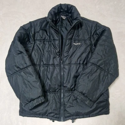 Vintage Reebok Essentials Puffer Jacket Mens XL Black Quilted Horizontal Stitch - Image 1 of 4