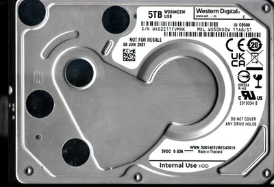 WD50NDZW-11A8JS1 S/N: WXD2E WESTERN DIGITAL 5 TB TAILANDIA JUN 2021 Foto 1 de 2