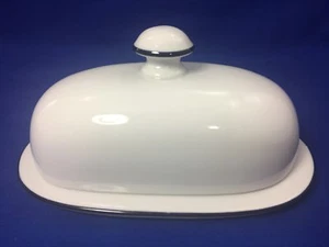 DANSK Bistro CHRISTIANSHAVN White with Black Line 1/4 lb COVERED BUTTER DISH  - Picture 1 of 12