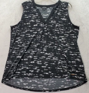 Ellen Tracy Tank Top Women's XL Black Geo Print Polyester Sleeveless V Neck Logo - Picture 1 of 8