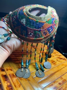 Antique East Asian Tribal Child’s Handmade Beaded Collar Neck Dressing - Picture 1 of 9