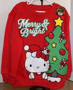 Hello Kitty Christmas Merry & Bright Sweatshirt Girls X-Small NWT MSRP $44.99 - Picture 1 of 6