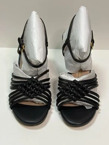 Cole Haan, Jitney Knot Wedge Sandals, Black Leather, Size 8B - Picture 1 of 8