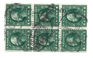 1917 Used 1ct Green Geo Washington Booklet Pane/6 #498e - Picture 1 of 1