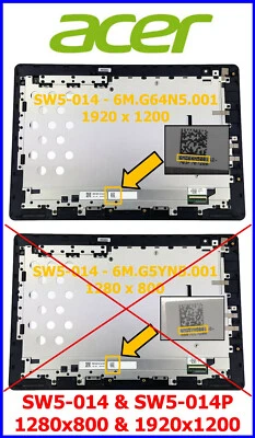 Acer Aspire Switch 10V SW5-014 Touch Screen Digitizer LCD Assembly 6M.G64N5.001 - Immagine 1 di 4
