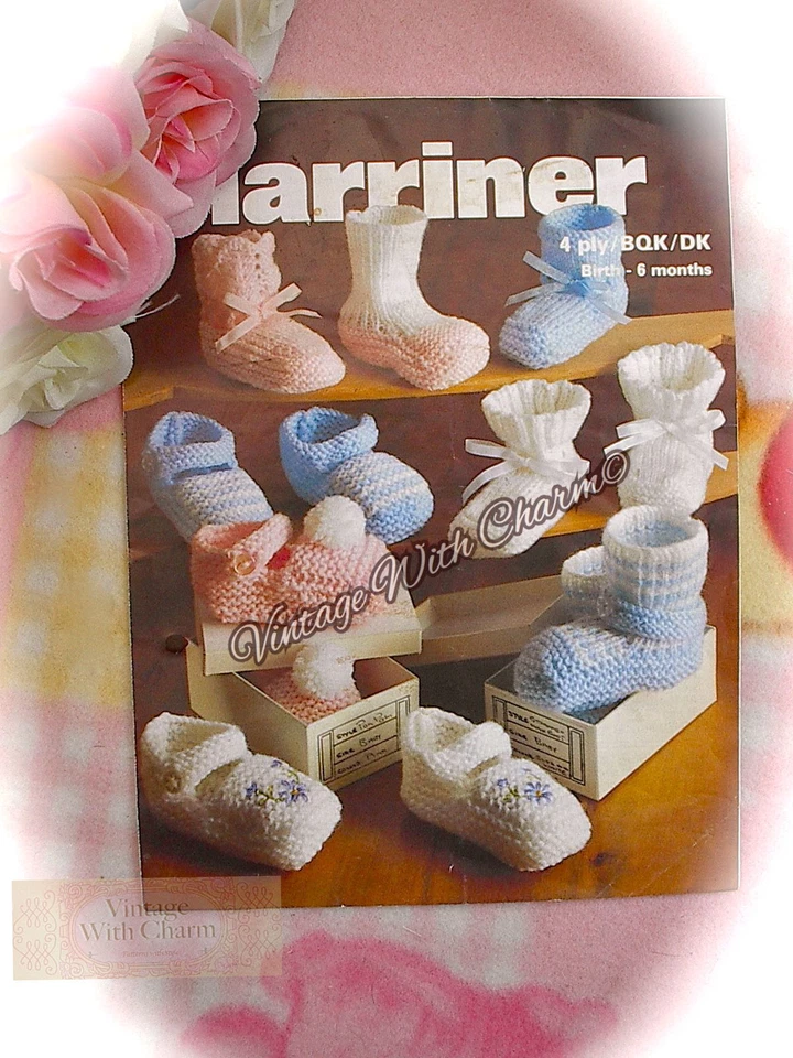 Vintage Knitting Pattern Baby's Bootees 5 Styles & 3 Styles Of Shoe - Image 1 of 1