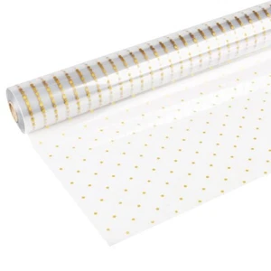Clear Cello Roll 80cm x 100m Dot Motif Gold - Picture 1 of 1