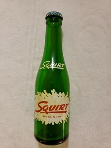 Vintage 50's Squirt Soda 7oz Bottle. Turquoise bottle cap - Picture 1 of 9