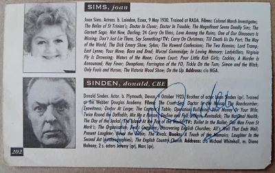 ORIGINAL AUTOGRAPH DONALD SINDEN Doctor Films / JACK SHEPHERD Wycliffe - Image 1 of 2
