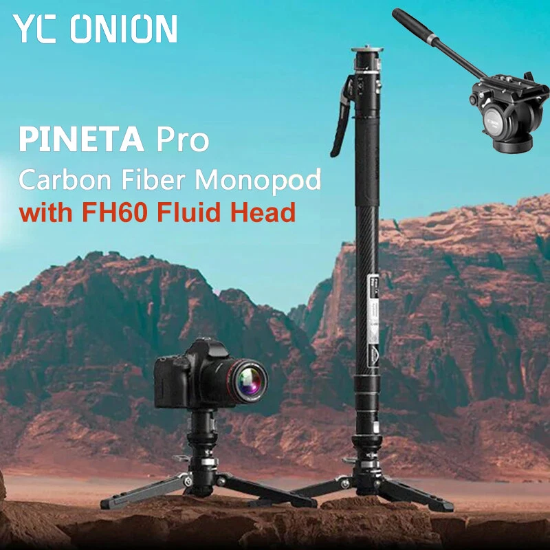 YC Onion MQP162 Pineta Pro Carbon Fiber Monopod with Pedal Base FH60 Fluid Head - Image 1 of 4
