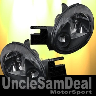 PARA 03-05 DODGE NEON OE ASPECTO DE FÁBRICA LENTE TRANSPARENTE CARCASA NEGRA PAR DE FAROS Foto 1 de 2