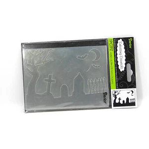 Retired Darice GRAVEYARD Halloween Bats Moon Embossing Folder - Picture 1 of 2
