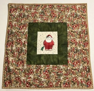 Handmade Christmas Lap Quilt Room Decor Santa Cats Geometric 29” Square OOAK - Picture 1 of 8