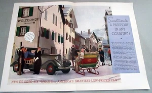 1933 De Soto Six Sedan Original Centerfold Color Print Ad - Picture 1 of 1