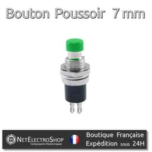10X Bouton Poussoir Momentané Vert 7mm - Normalement Ouvert - PBS-110 - Imagen 1 de 2