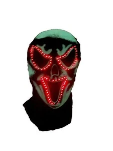Black Fiber Optic Flashing Adult Scary Skull Ghost Monster Hood Accessory - Picture 1 of 4