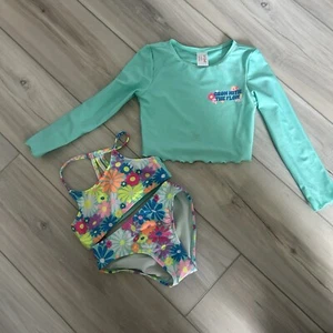 Cat & Jack Girls 3 Piece Bikini Bathing Suit Size XS (4/5) - Picture 1 of 14