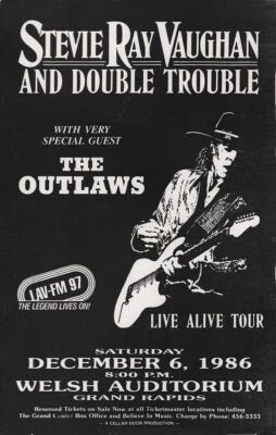 Stevie Ray Vaughan & The Outlaws 13" X 19" Concert Mini Poster Re-Print Photo  - Image 1 of 3