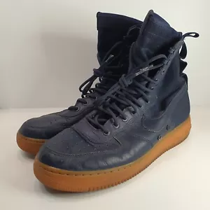 US Men 11 - NIKE SF AIR FORCE 1 HIGH Midnight Navy Blue Gum Sneakers - Picture 1 of 10