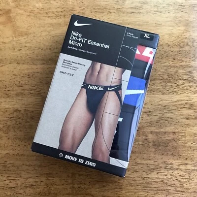 New Nike Dri Fit Micro Stretch Jock Strap 3 Pack Blue Red Retired Colors XL - Image 1 of 3