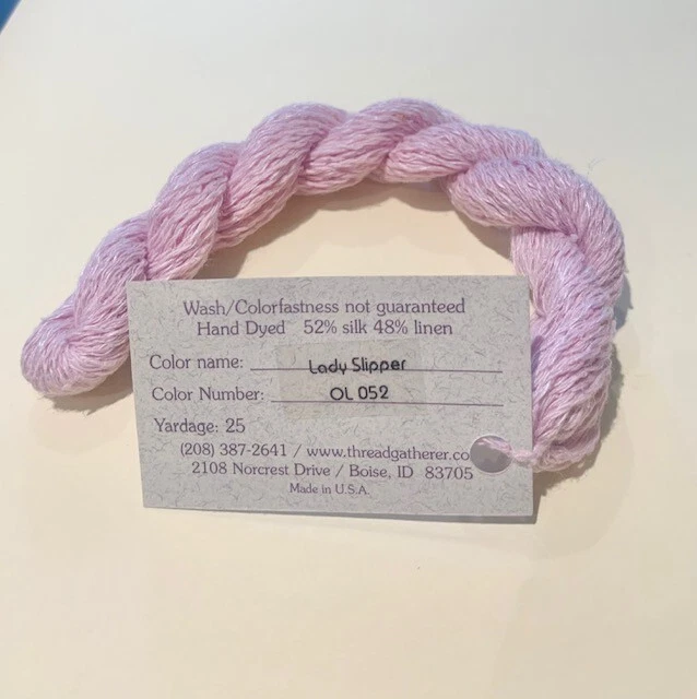  Silk Linen 25 Yds Thread Gatherer #OL052 Lady Slipper (Pale Pink) Needlepoint - Image 1 of 1