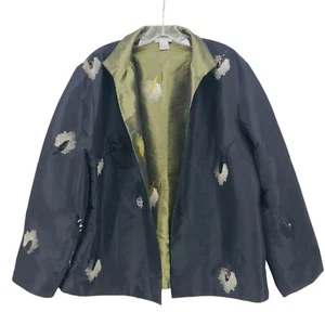 Grace Chuang Reversible Jacket Black Iridescent Green Sequin Embroidered XL - Picture 1 of 10