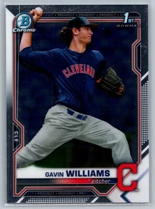 Gavin Williams 2021 Bowman Draft cromo pre-novato 1st RC #BDC-93 Cleveland - Imagen 1 de 2