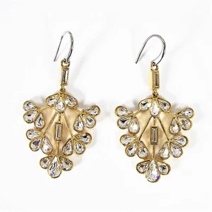 Pendientes de gota brillante de malla fósil diseño floral tono dorado metal glamour - Imagen 1 de 10
