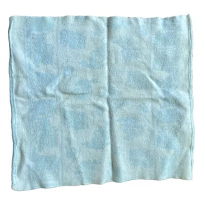 Vintage Baby Doll Blanket Blue White Kitty Cats Soft 17x17 - Picture 1 of 6