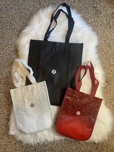 Lululemon wiederverwendbare Einkaufstüte Tasche groß schwarz klein weiß rot Menge 3 neu - Bild 1 von 1