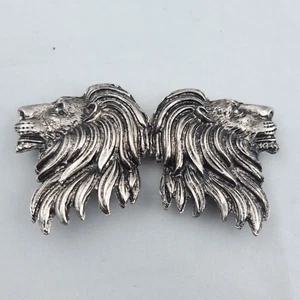 Vintage Lion Belt Buckle Silver Tone Leo Aslan 4 inches wide Western - Picture 1 of 5