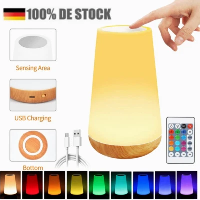 BEDEE Touch Tischlampe Dimmbar USB Aufladbar LED Nachtlicht Farbwechse Nachttischlampe